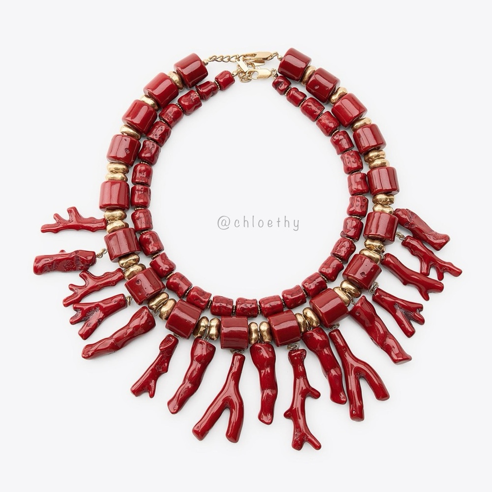 Zara PACK OF 2 CORAL NECKLACES WITH RESIN